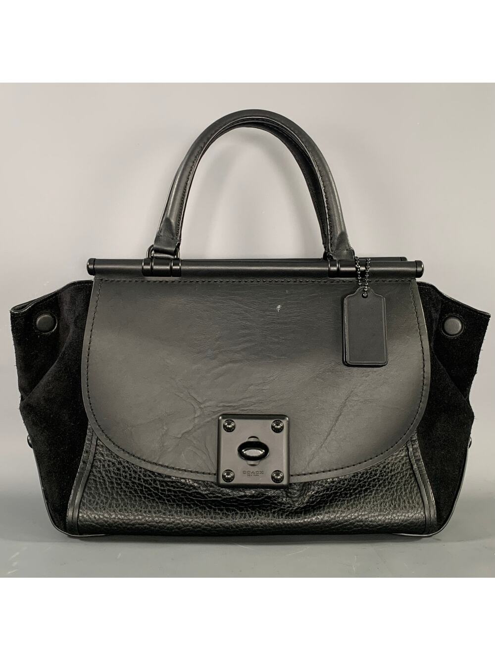 COACH Black B1781-38389 Suede Leather Handbag & Leather Goods